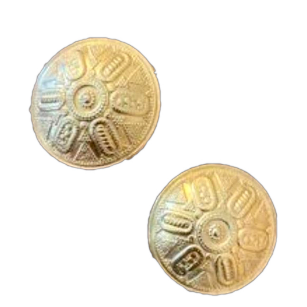 Vintage Natori Signed Gold Tone Clip On Button Dome Earrings